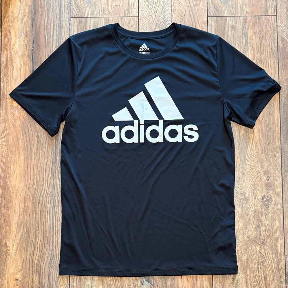 Adidas Boys/Men Black Tee with White Logo